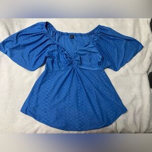 SHEIN Royal Blue Eyelet Top